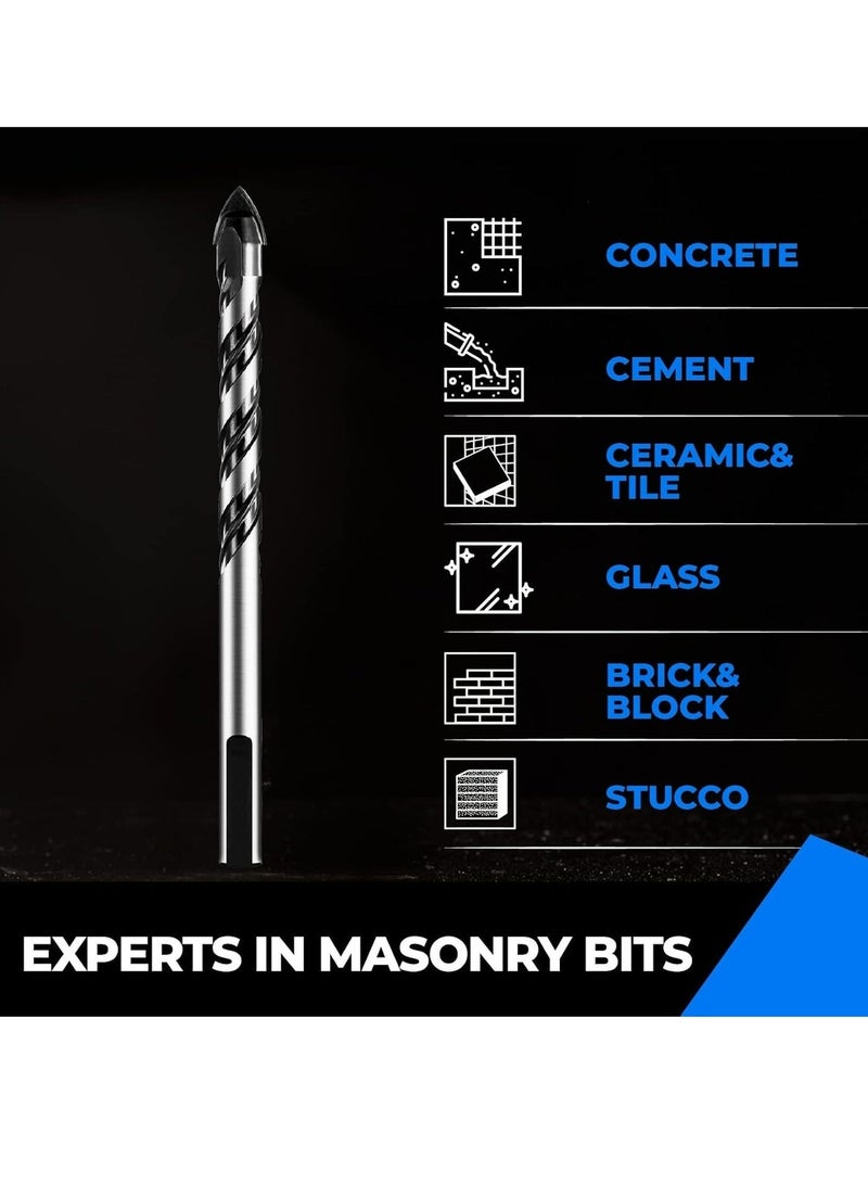 5-Piece Multi-Material Tungsten Carbide Drill Bit Set – 6/6/8/10/12mm for Tile, Concrete, Brick, Glass, Plastic & Wood – Fast Dust Removal & Durable Power Drill Accessory - Image 3